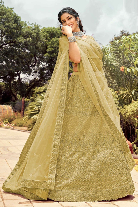 Cream Colour Organza Resham Work Lehenga Choli