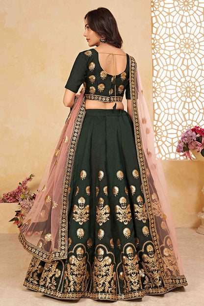 Dark Green Colour Silk Designer Lehenga Choli