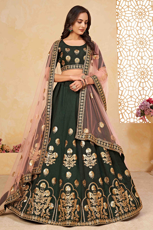 Dark Green Colour Silk Designer Lehenga Choli