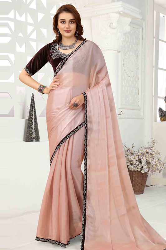 Dusty Baby Pink Colour Jimmy Choo Crush Designer Saree