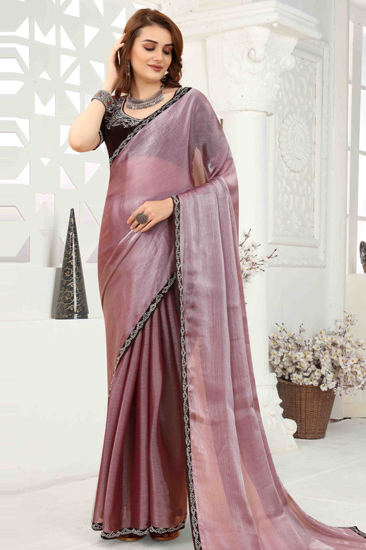 Dusty Pink Colour Jimmy Choo Crush Designer Saree