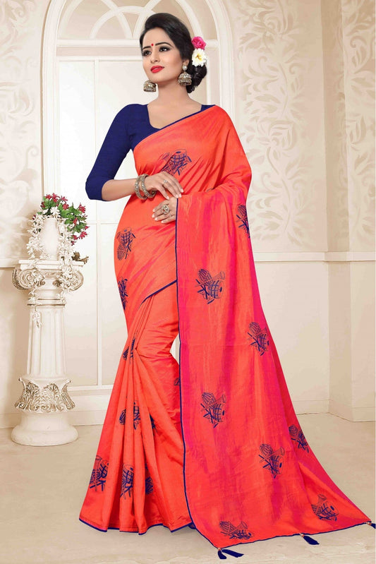 Gajri Colour Zoya Silk Embroidery Saree