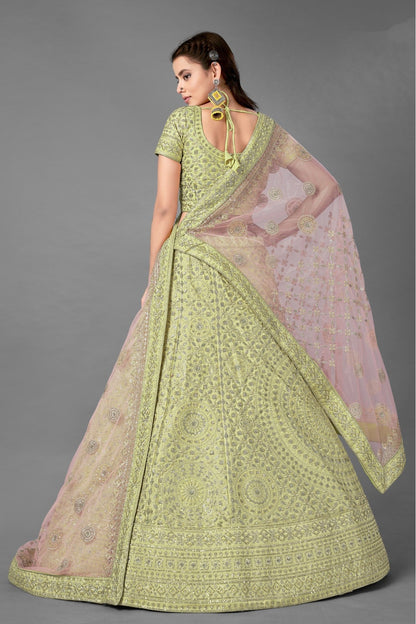 Green Colour Art Silk Embroidery Lehenga Choli