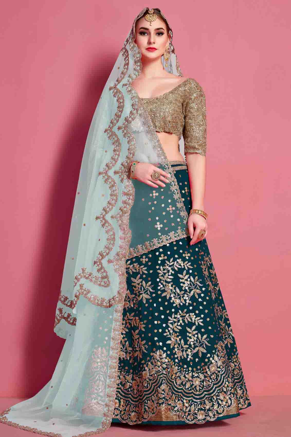 Green Colour Art Silk Embroidery Lehenga Choli