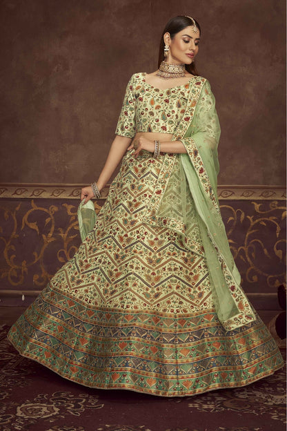 Green Colour Art Silk Embroidery Lehenga Choli VSLC1150112