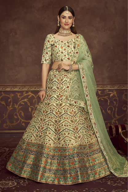 Green Colour Art Silk Embroidery Lehenga Choli VSLC1150112