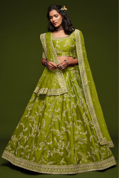 Green Colour Art Silk Lehenga Choli