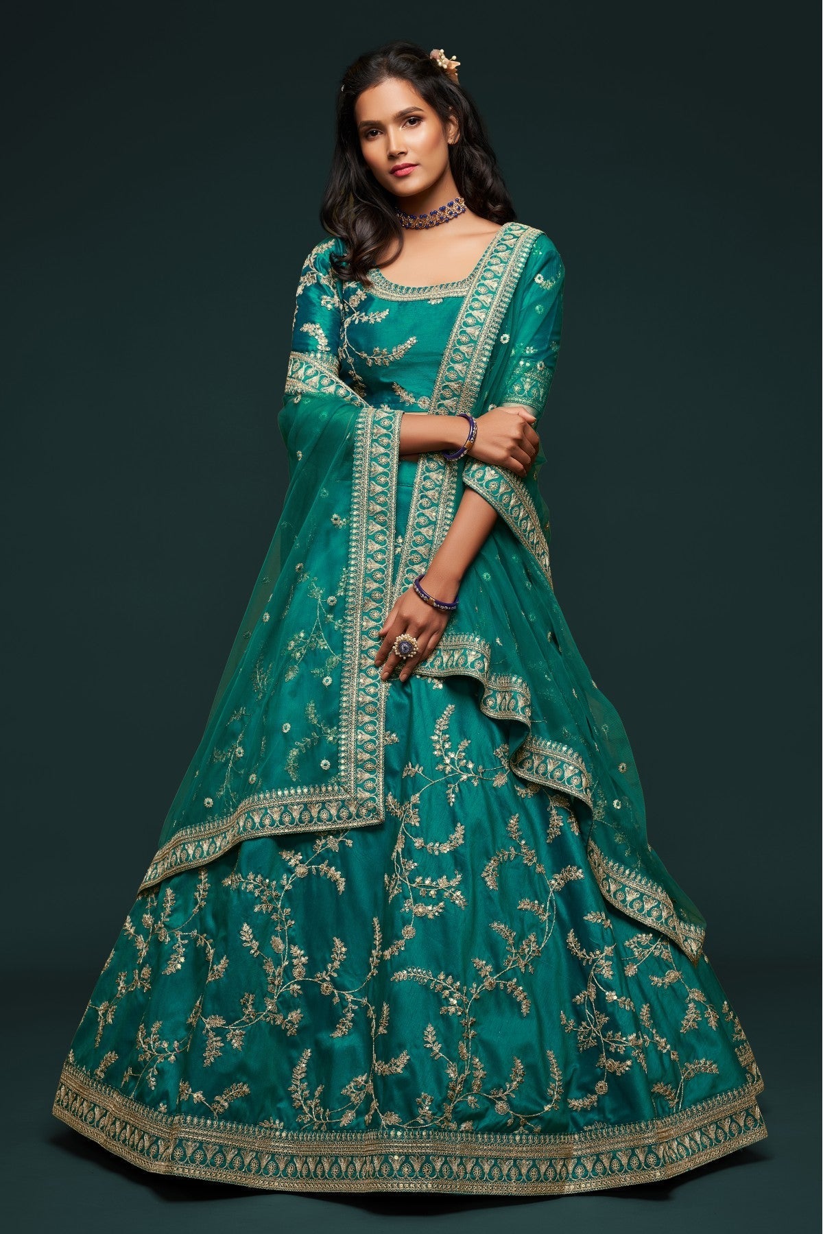 Green Colour Art Silk Lehenga Choli