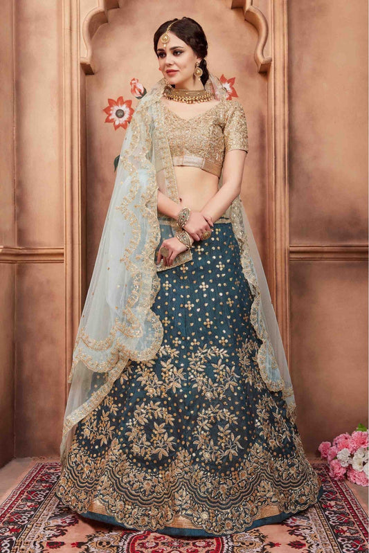 Green Colour Art Silk Sequins Work Lehenga Choli