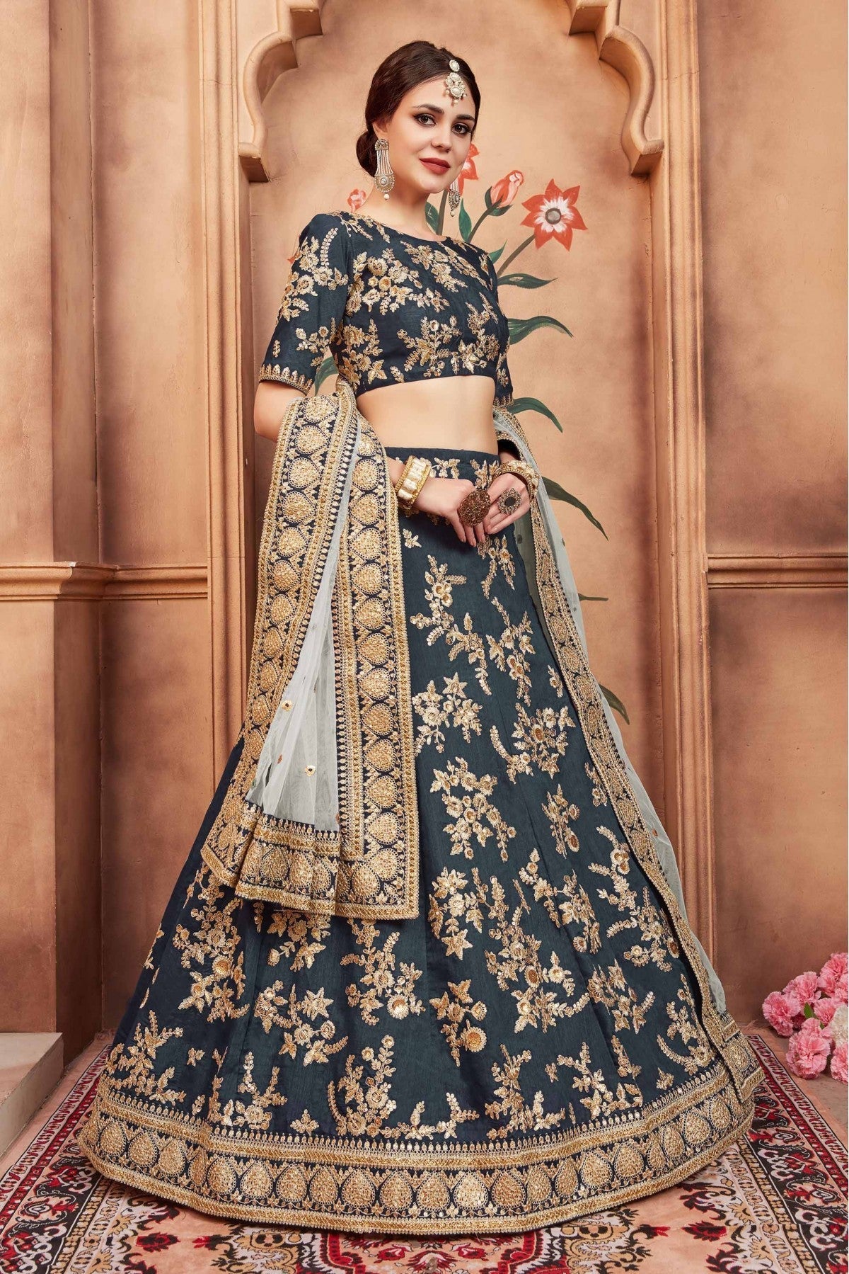 Green Colour Art Silk Sequins Work Lehenga Choli