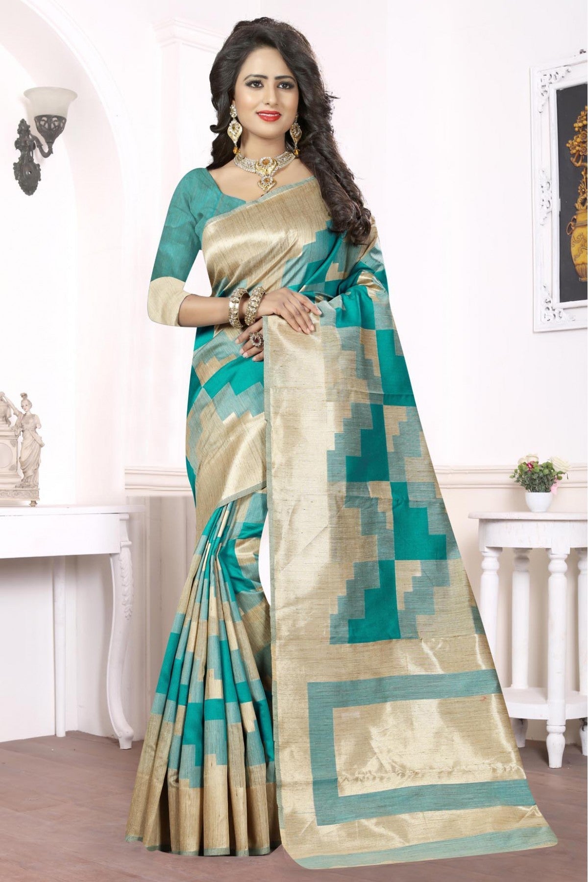 Green Colour Banarasi Art Silk Woven Saree