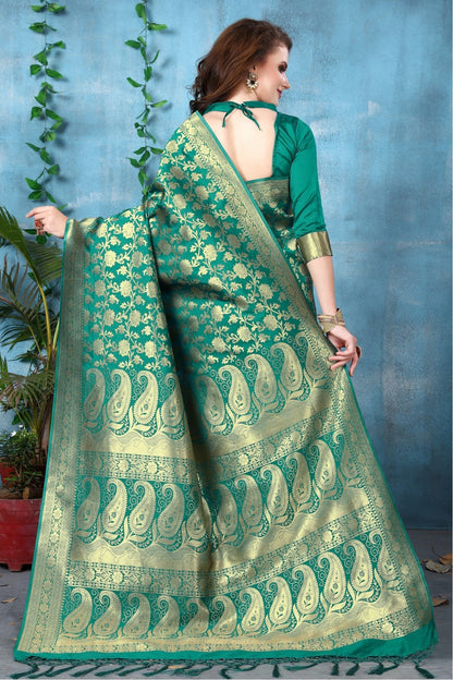 Green Colour Banarasi Art Silk Woven Saree