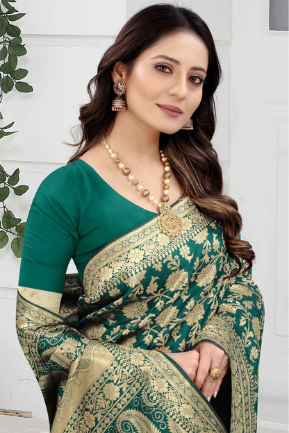 Green Colour Banarasi Art Silk Woven Saree