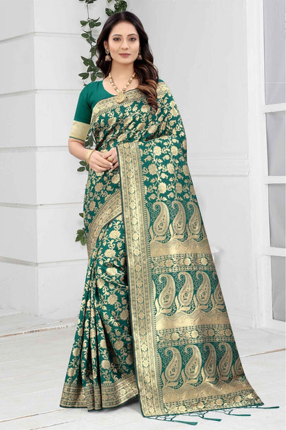 Green Colour Banarasi Art Silk Woven Saree