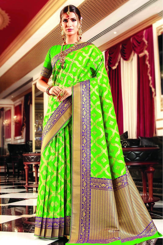 Green Colour Banarasi Silk Traditional Saree