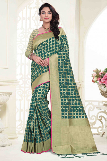 Green Colour Banarasi Silk Traditional Saree