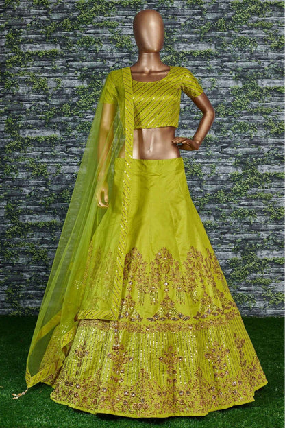 Green Colour Banglory Silk Lehenga Choli