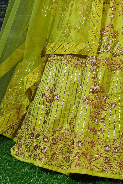 Green Colour Banglory Silk Lehenga Choli