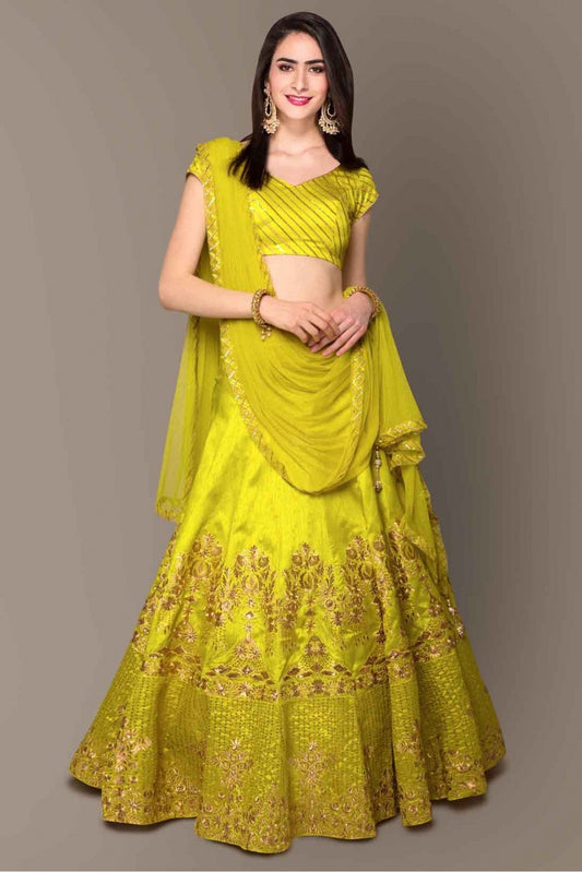 Green Colour Banglory Silk Lehenga Choli