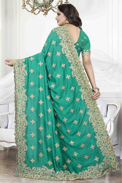 Green Colour Cherry Silk Designer Saree