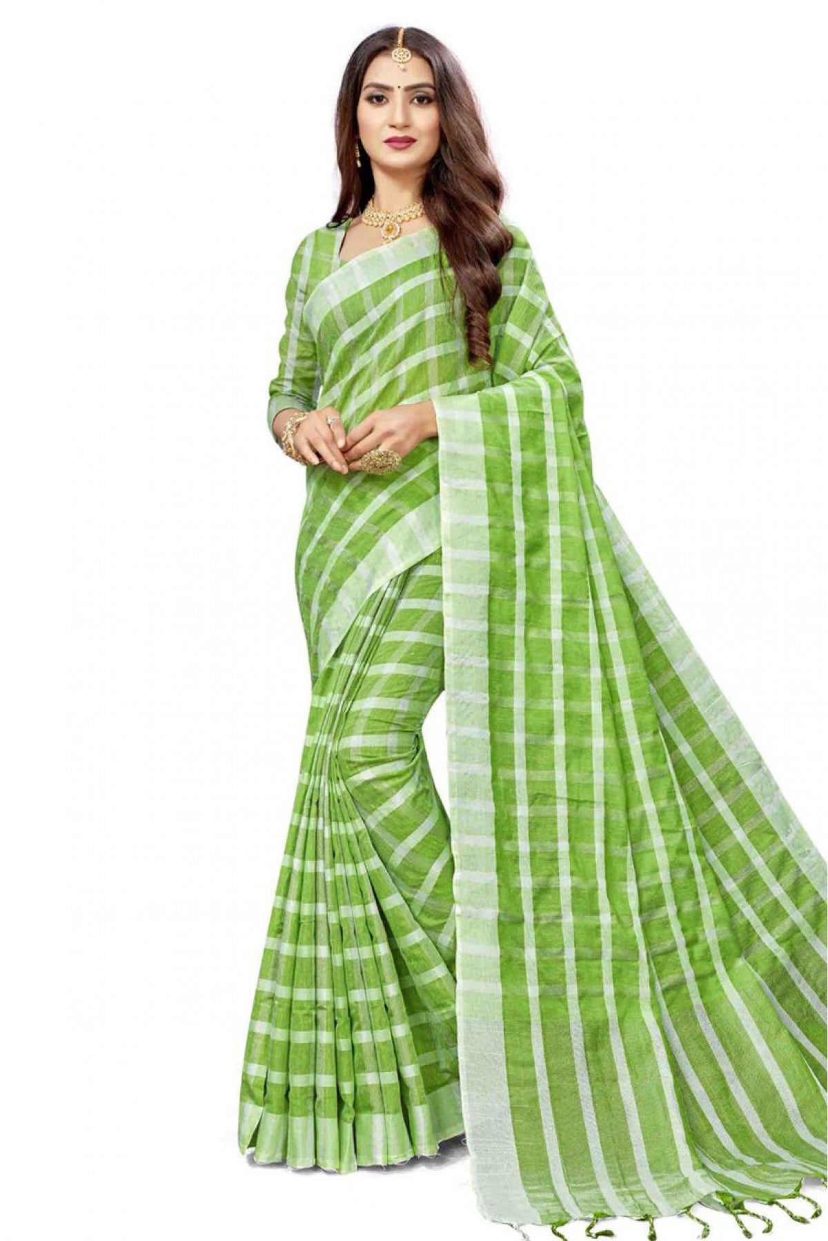 Green Colour Cotton Silk Printed Saree VSSD1100854