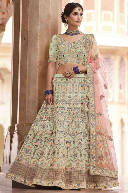 Green Colour Crepe Swarovski Work Lehenga Choli