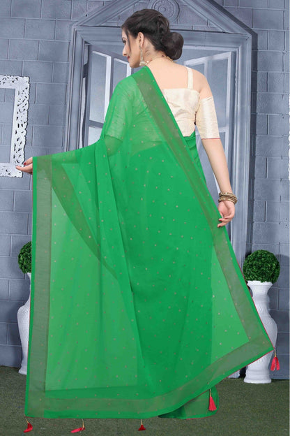 Green Colour Georgette Party Wear Saree