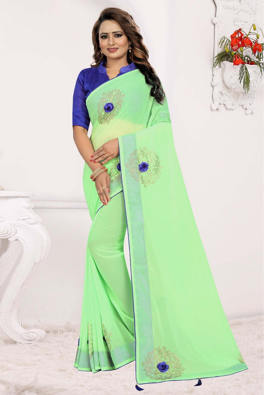 Green Colour Georgette Traditional Saree