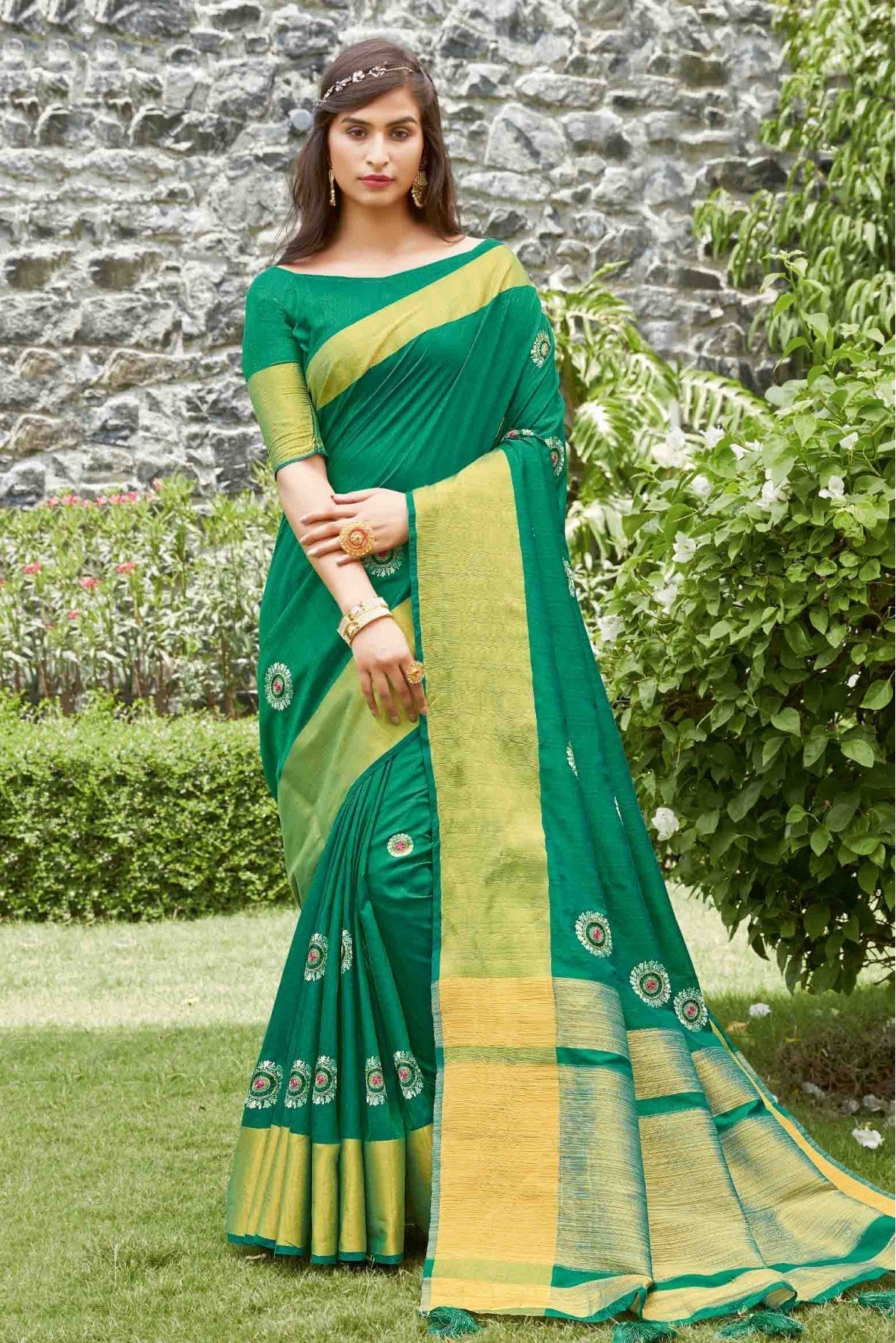 Green Colour Handloom Silk Traditional Saree