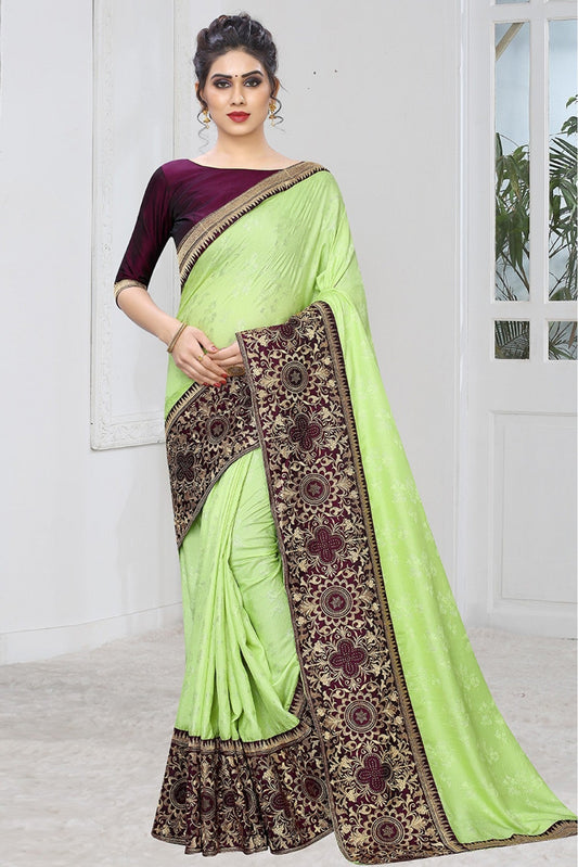 Green Colour Jacquard Silk Designer Saree