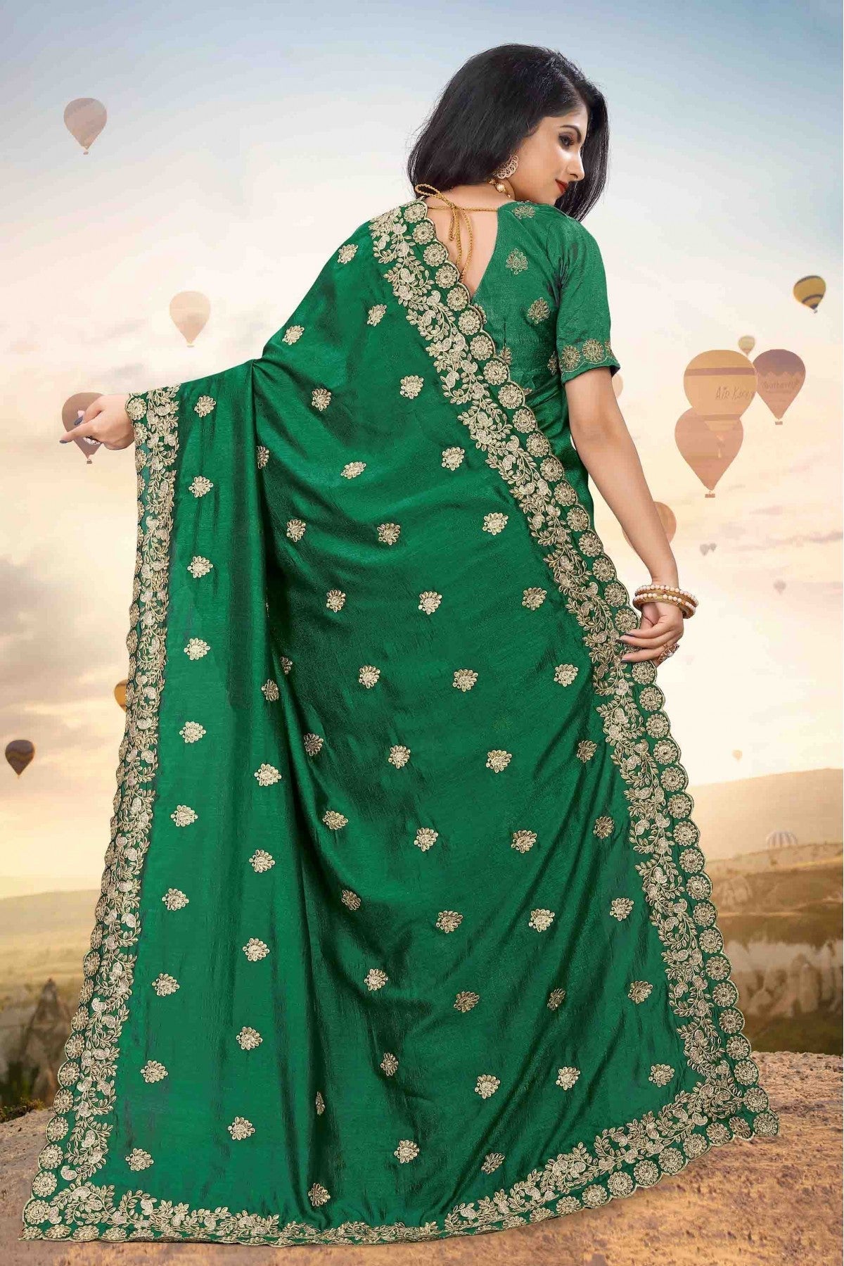 Green Colour Mayo Silk Designer Saree