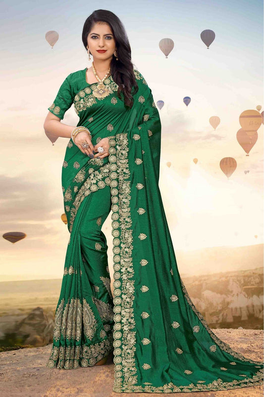 Green Colour Mayo Silk Designer Saree