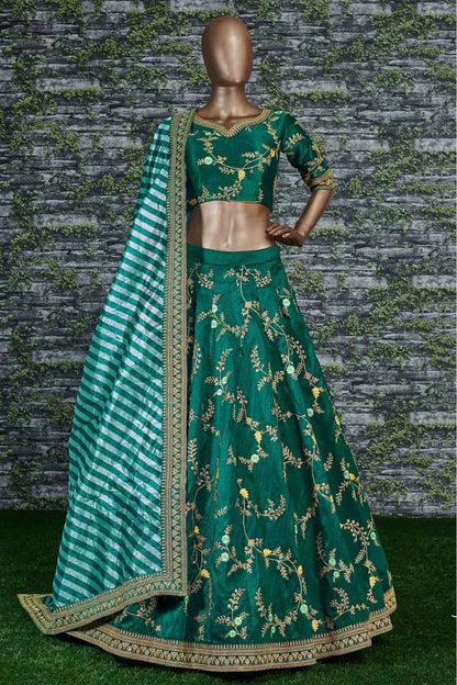 Green Colour Mulberry Silk Lehenga Choli