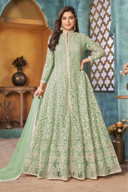 Green Colour Net Anarkali Suit