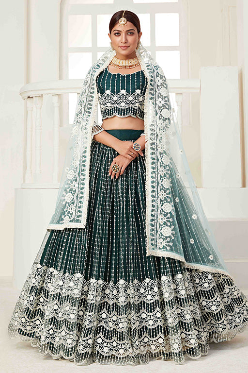 Green Colour Net Designer Lehenga Choli