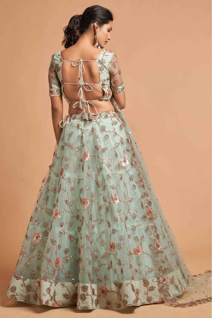 Green Colour Net Lehenga Choli