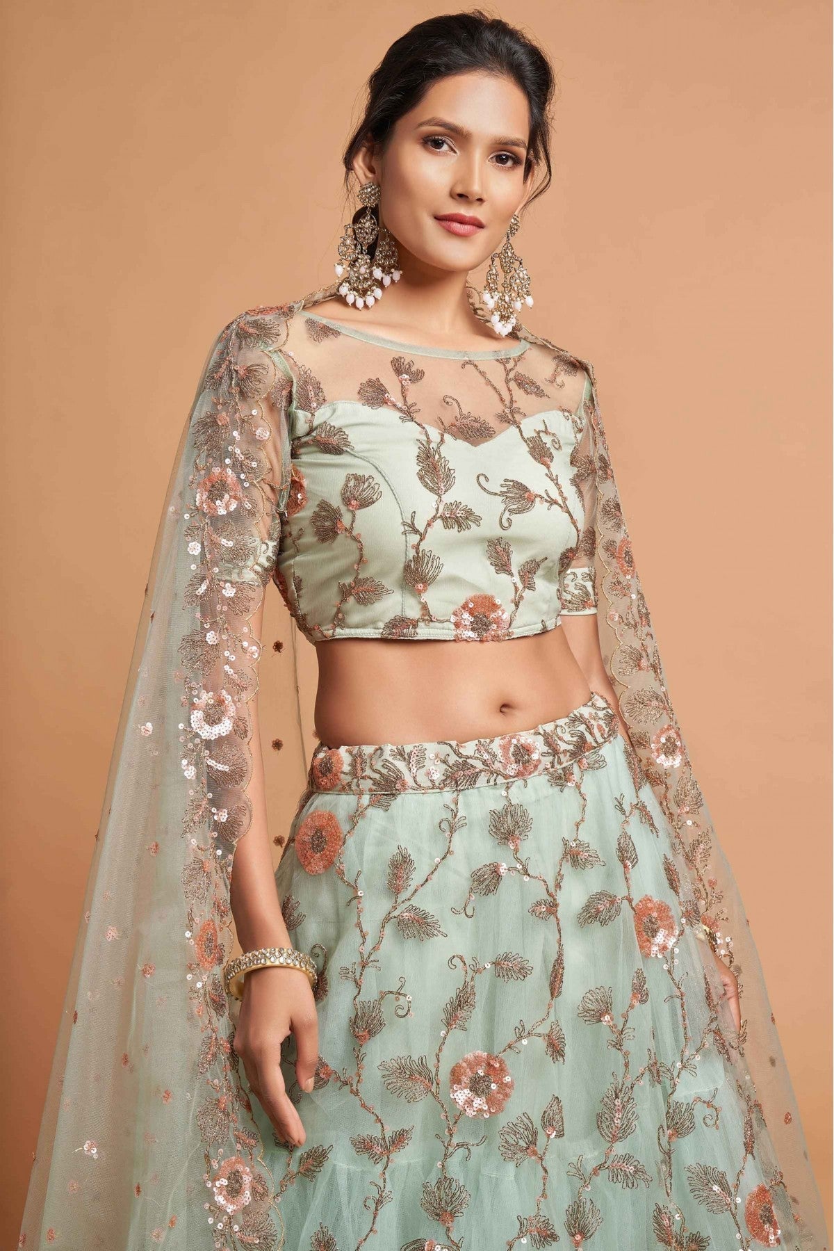 Green Colour Net Lehenga Choli