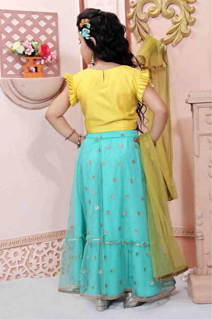 Green Colour Net Party Wear Lehenga Choli VSGW1070002