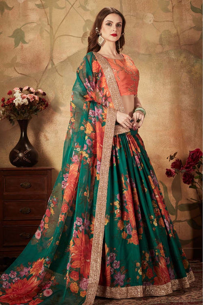 Green Colour Organza Lehenga Choli