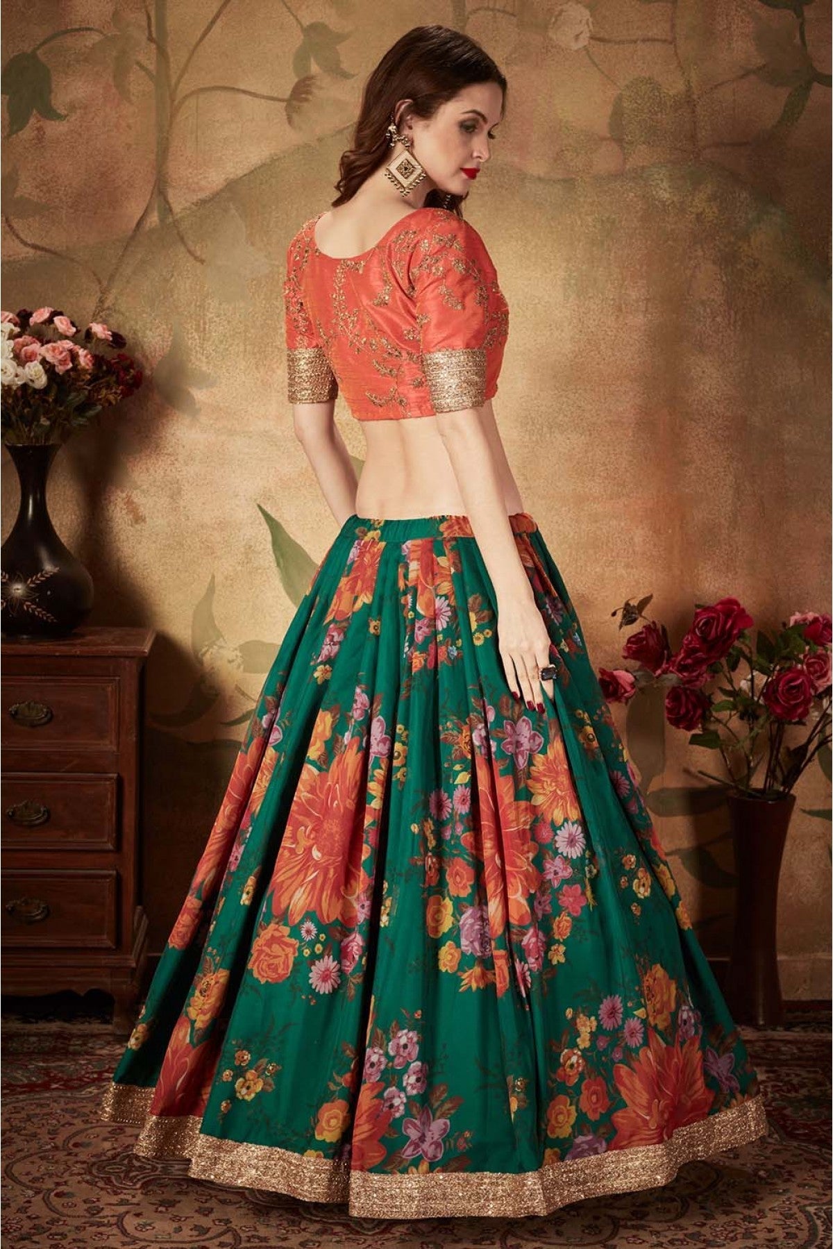 Green Colour Organza Lehenga Choli