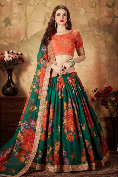 Green Colour Organza Lehenga Choli