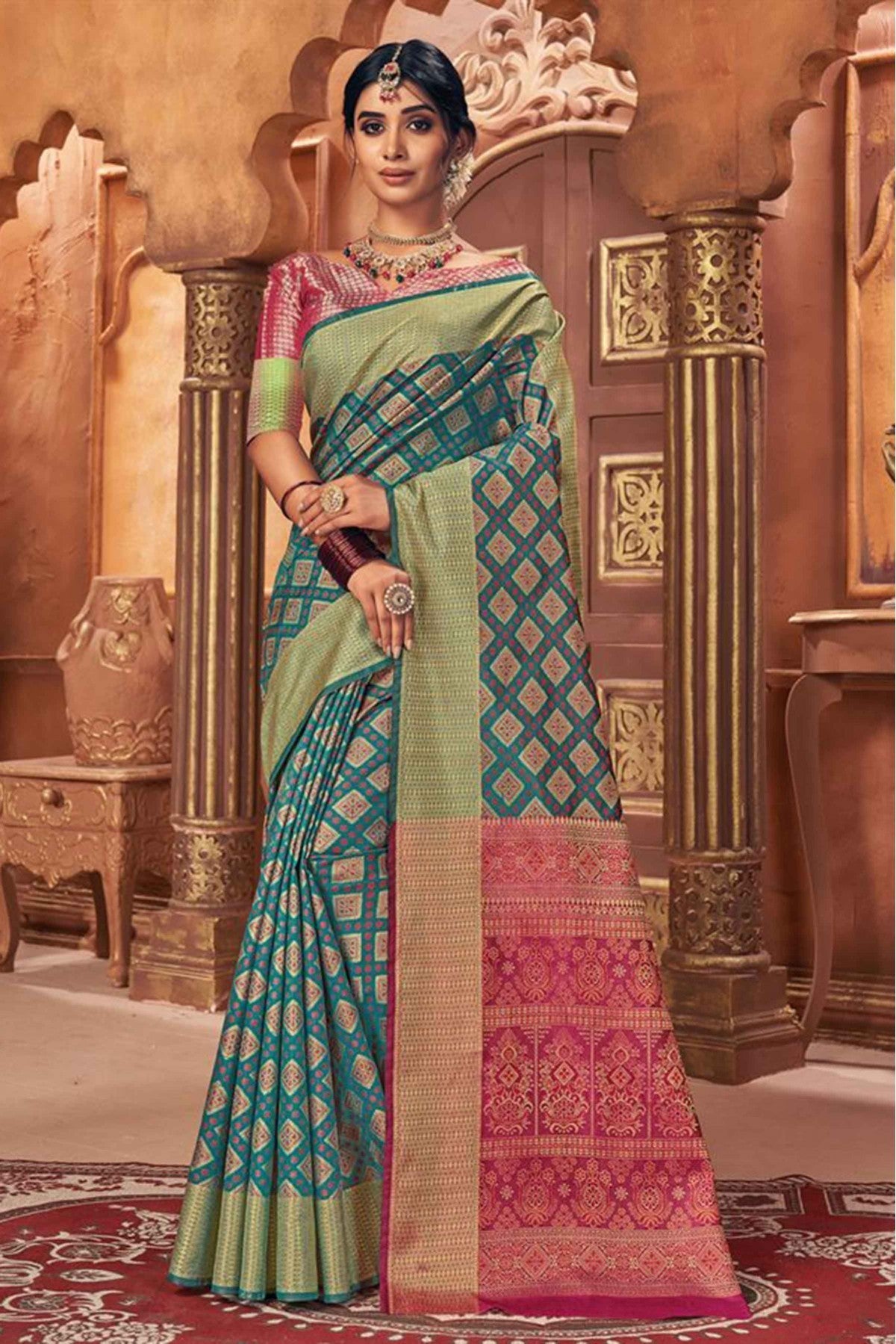 Green Colour Patola Silk Woven Saree