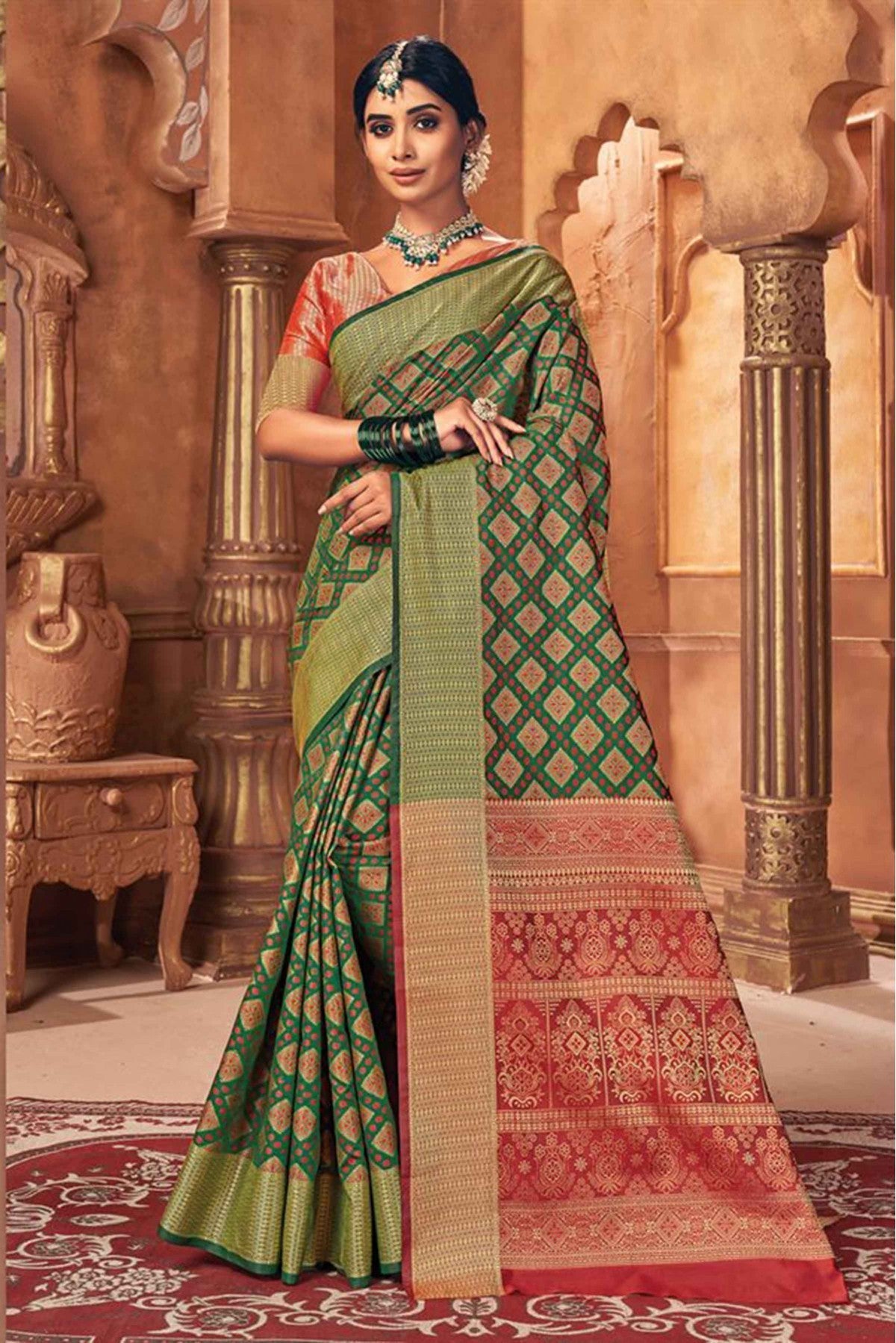 Green Colour Patola Silk Woven Saree