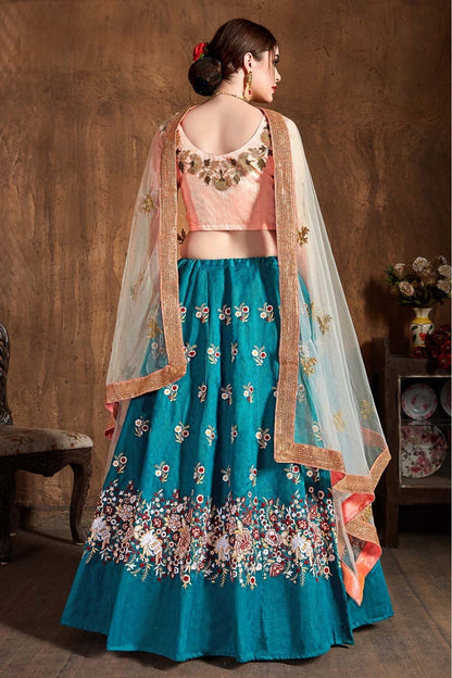 Green Colour Raw Silk Lehenga Choli