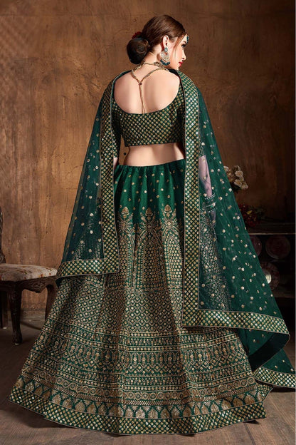 Green Colour Raw Silk Lehenga Choli