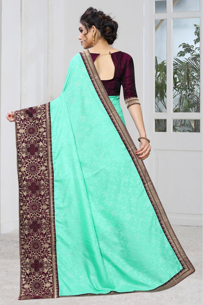 Green Colour Silk Jacqaurd Embroidery Saree