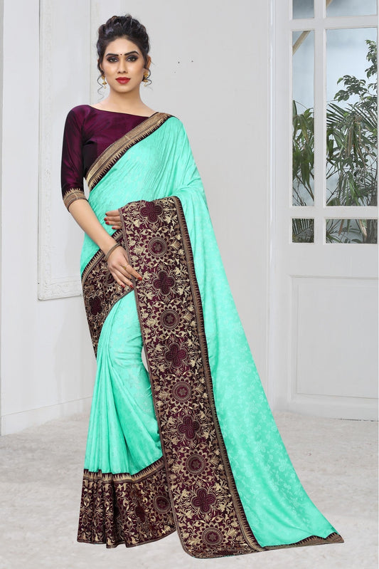 Green Colour Silk Jacqaurd Embroidery Saree