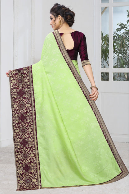 Green Colour Silk Jacqaurd Embroidery Saree