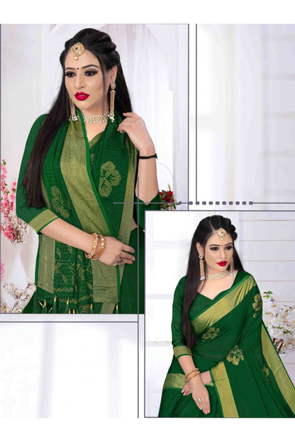 Green Colour Silk Satin Designer Saree