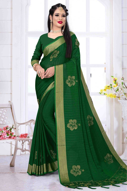 Green Colour Silk Satin Designer Saree